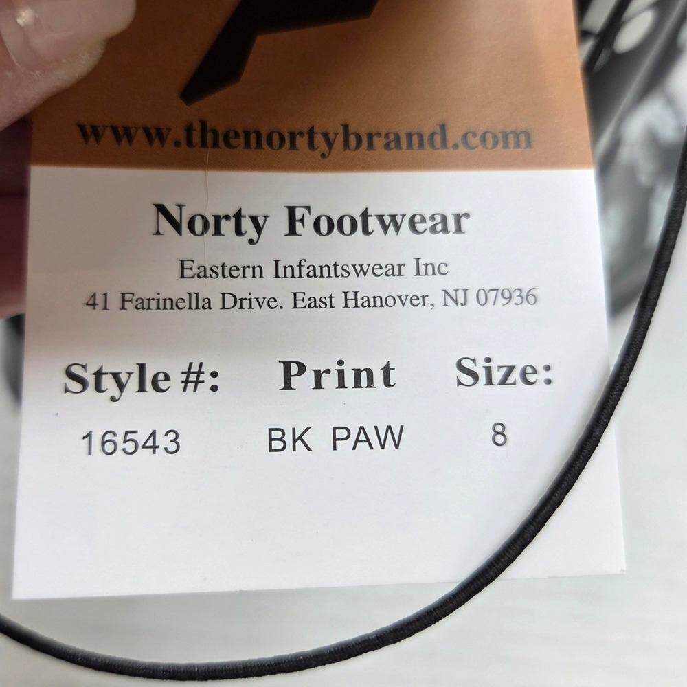 Norty Rain Boots Women 8 Black Paw Print Waterproof Chelsea Lug Sole 654 NWT - Picture 9 of 16